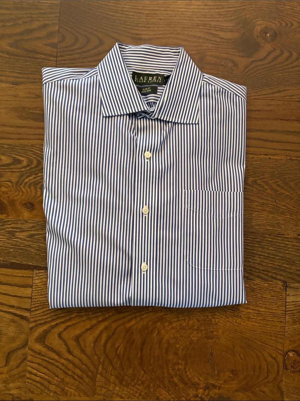 Lauren Ralph Lauren Blue and White Striped Dress Shirt - Men's